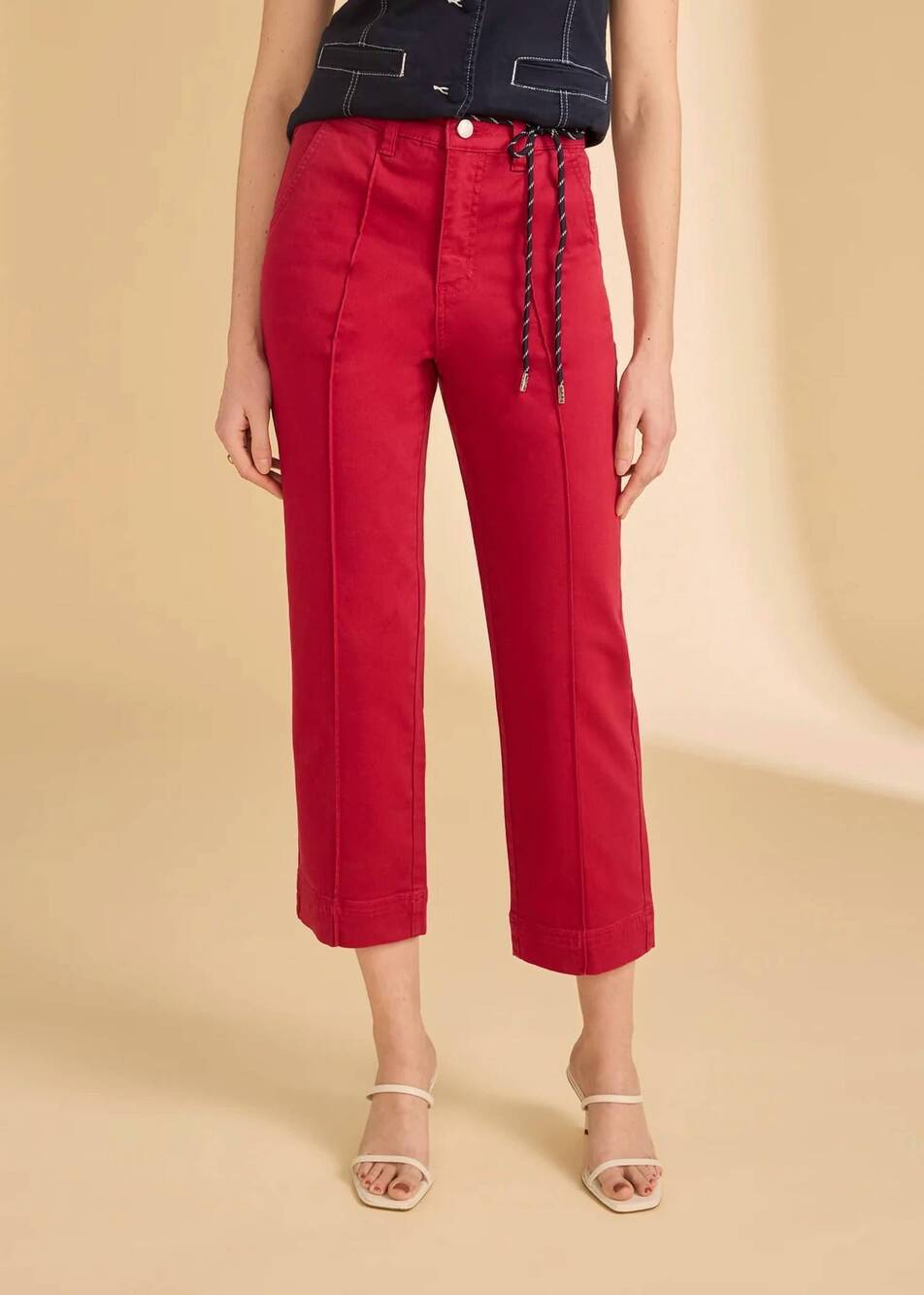 NEW FDJ suzanne straight crop pants in lava red
